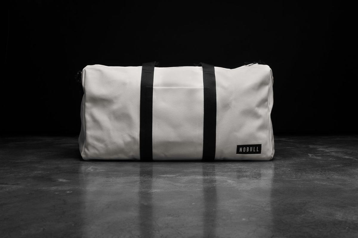 Nobull Waxed Canvas Men's Duffle White | Australia (IC5291)